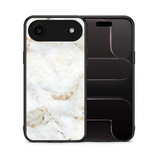 Θήκη iPhone 17 Air White Gold Marble από τη Smartfits με σχέδιο στο πίσω μέρος και μαύρο περίβλημα | iPhone 17 Air White Gold Marble case with colorful back and black bezels