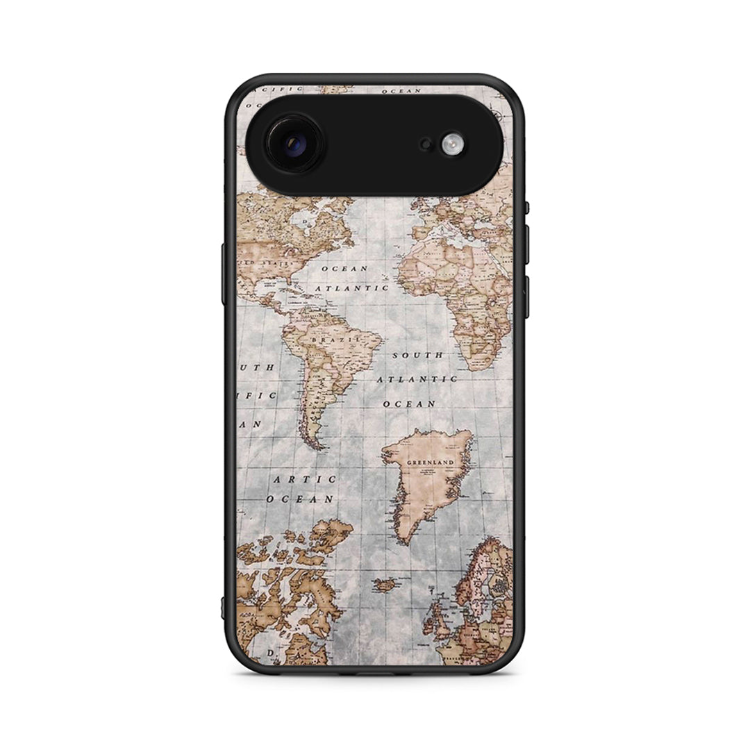 iPhone 17 Air World Map Θήκη από τη Smartfits με σχέδιο στο πίσω μέρος και μαύρο περίβλημα | Smartphone case with colorful back and black bezels by Smartfits