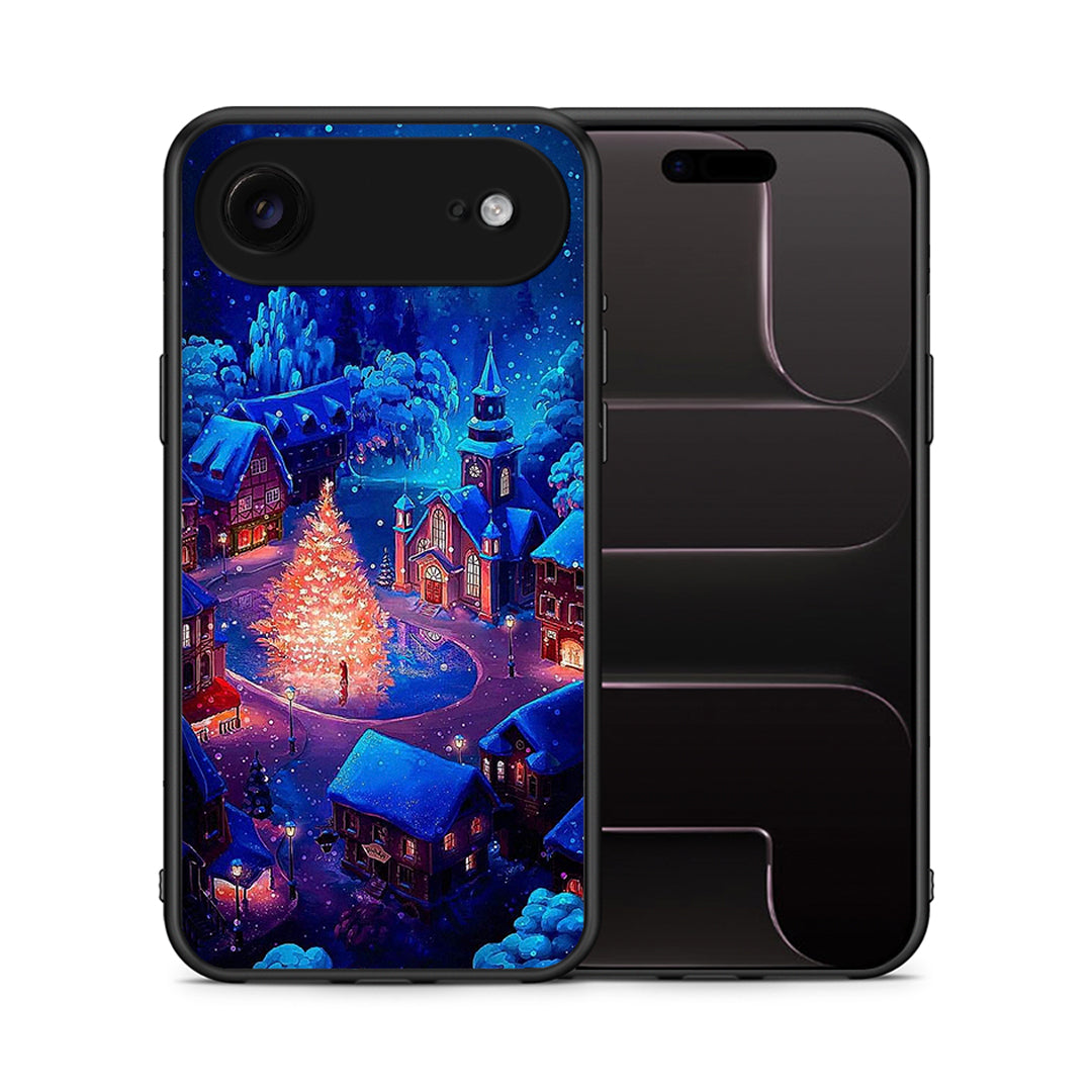 Θήκη iPhone 17 Air Xmas Village από τη Smartfits με σχέδιο στο πίσω μέρος και μαύρο περίβλημα | iPhone 17 Air Xmas Village case with colorful back and black bezels