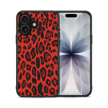 Θήκη iPhone 17 Red Leopard Animal από τη Smartfits με σχέδιο στο πίσω μέρος και μαύρο περίβλημα | iPhone 17 Red Leopard Animal case with colorful back and black bezels