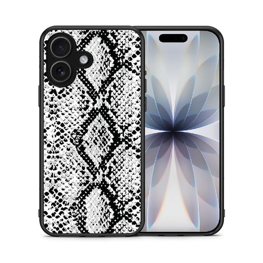 Θήκη iPhone 17 White Snake Animal από τη Smartfits με σχέδιο στο πίσω μέρος και μαύρο περίβλημα | iPhone 17 White Snake Animal case with colorful back and black bezels