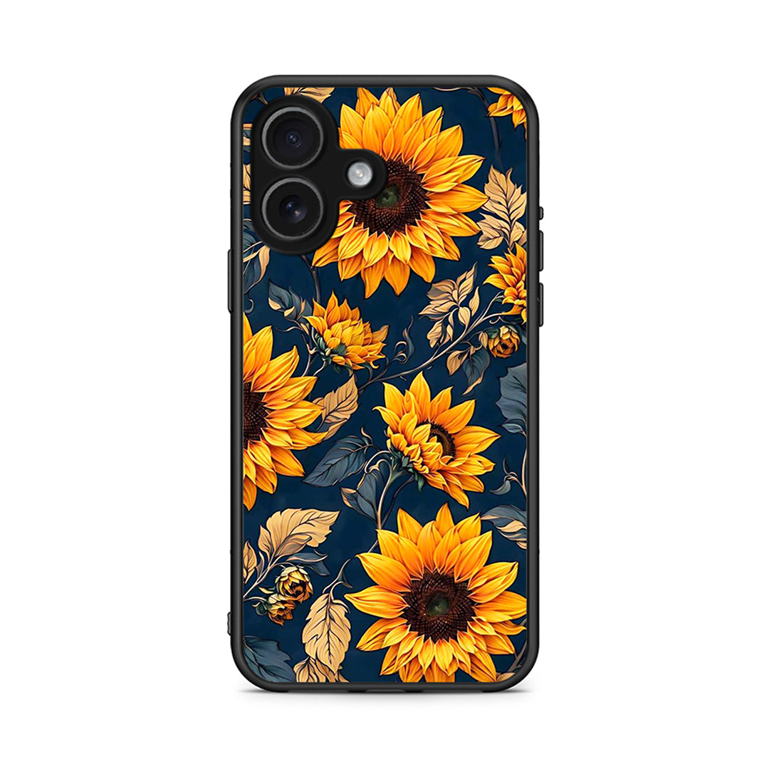 iPhone 17 Autumn Sunflowers Θήκη από τη Smartfits με σχέδιο στο πίσω μέρος και μαύρο περίβλημα | Smartphone case with colorful back and black bezels by Smartfits