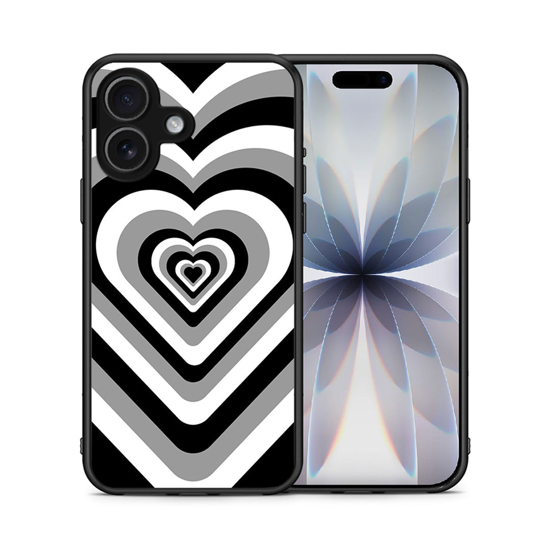 Θήκη iPhone 17 Black Hearts από τη Smartfits με σχέδιο στο πίσω μέρος και μαύρο περίβλημα | iPhone 17 Black Hearts case with colorful back and black bezels