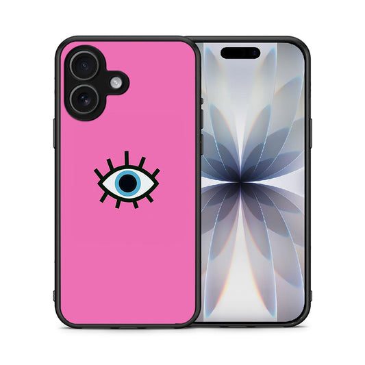 Θήκη iPhone 17 Blue Eye Pink από τη Smartfits με σχέδιο στο πίσω μέρος και μαύρο περίβλημα | iPhone 17 Blue Eye Pink case with colorful back and black bezels