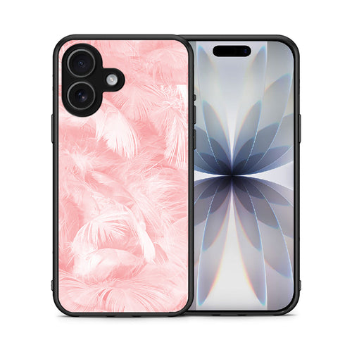 Θήκη iPhone 17 Pink Feather Boho από τη Smartfits με σχέδιο στο πίσω μέρος και μαύρο περίβλημα | iPhone 17 Pink Feather Boho case with colorful back and black bezels