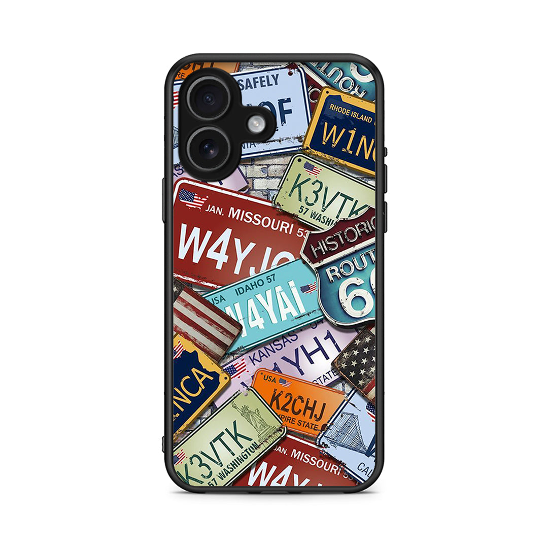 iPhone 17 Car Plates θήκη από τη Smartfits με σχέδιο στο πίσω μέρος και μαύρο περίβλημα | Smartphone case with colorful back and black bezels by Smartfits