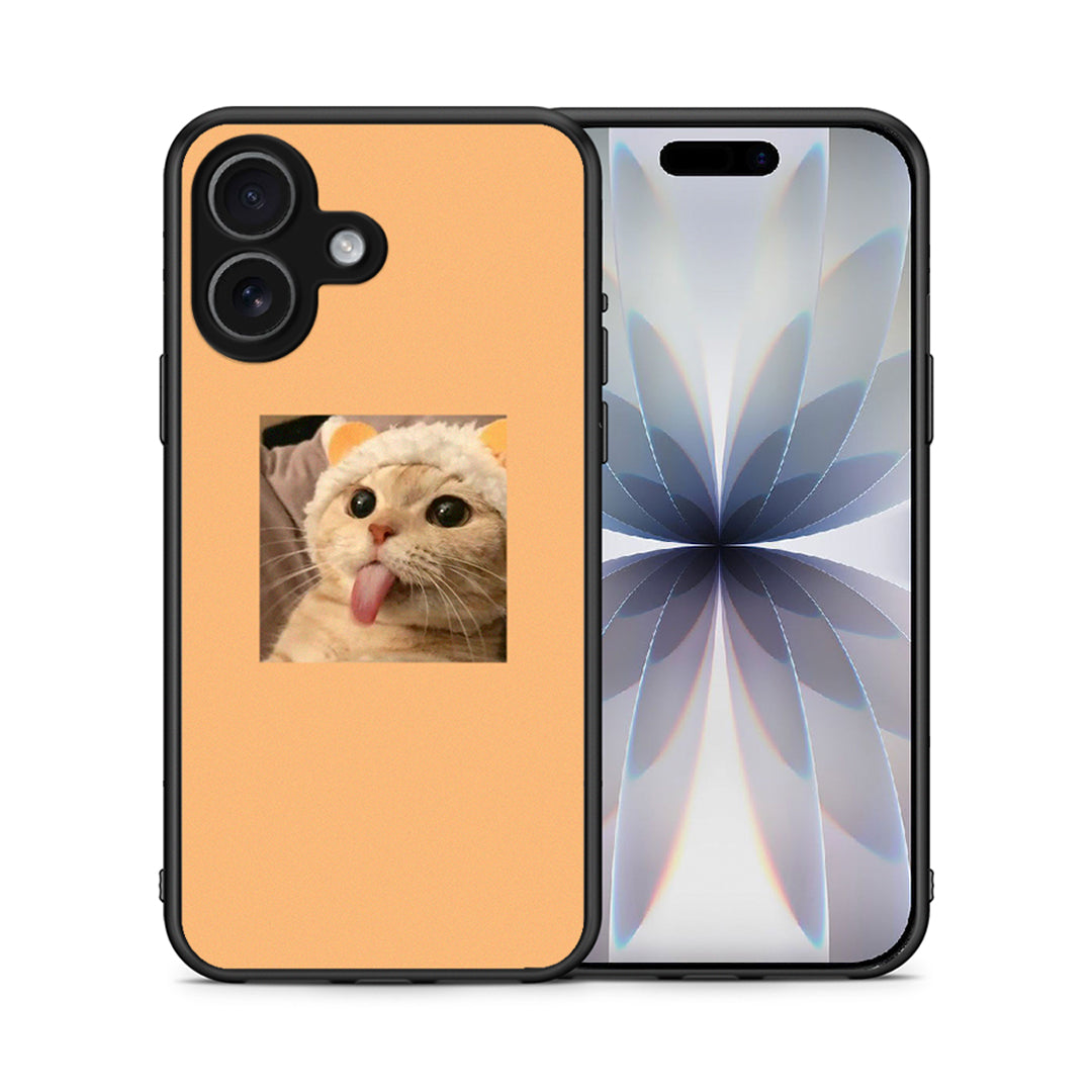 Θήκη iPhone 17 Cat Tongue από τη Smartfits με σχέδιο στο πίσω μέρος και μαύρο περίβλημα | iPhone 17 Cat Tongue case with colorful back and black bezels