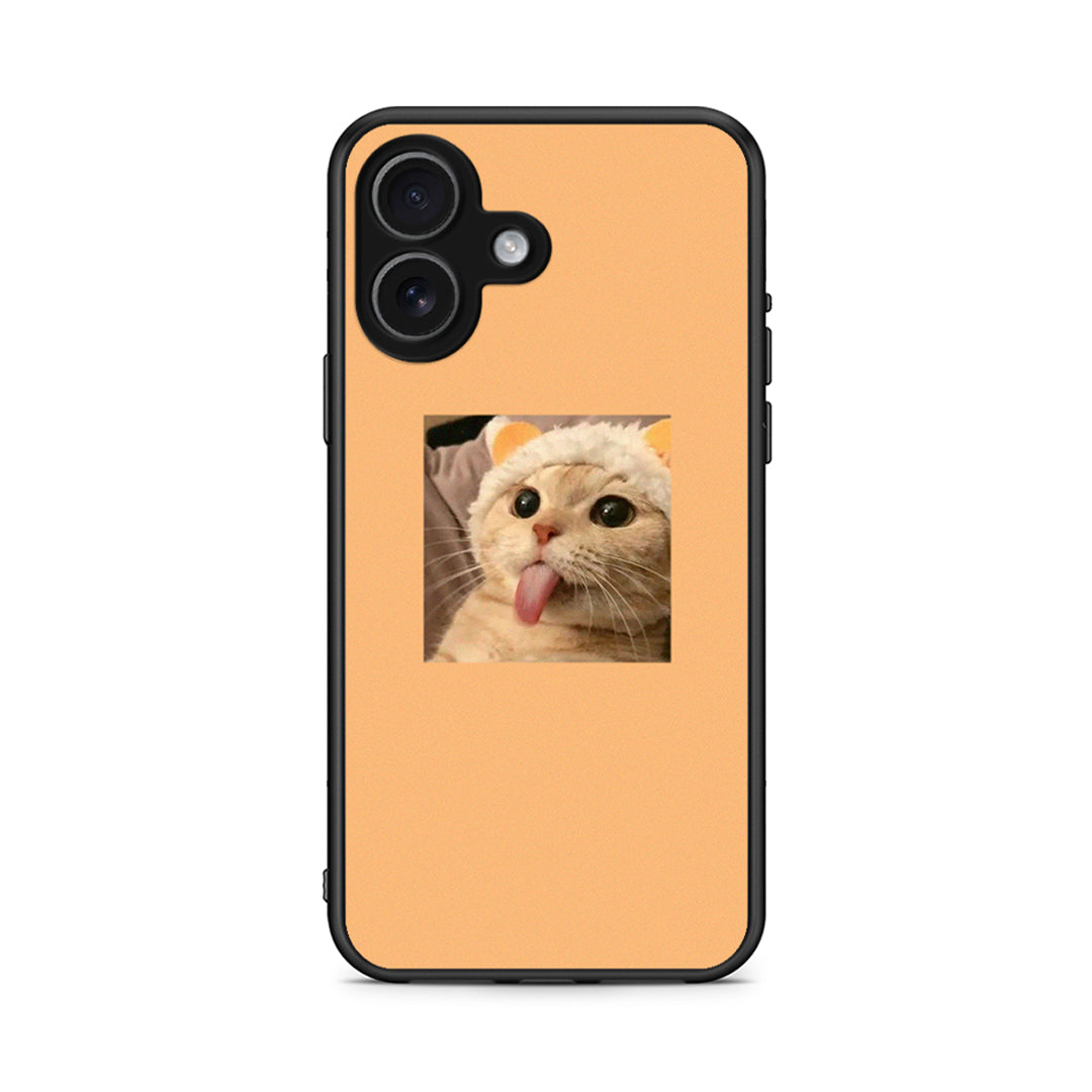 iPhone 17 Cat Tongue θήκη από τη Smartfits με σχέδιο στο πίσω μέρος και μαύρο περίβλημα | Smartphone case with colorful back and black bezels by Smartfits