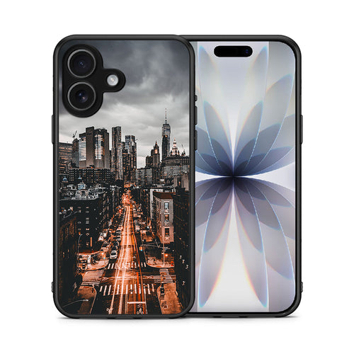 Θήκη iPhone 17 City Lights από τη Smartfits με σχέδιο στο πίσω μέρος και μαύρο περίβλημα | iPhone 17 City Lights case with colorful back and black bezels