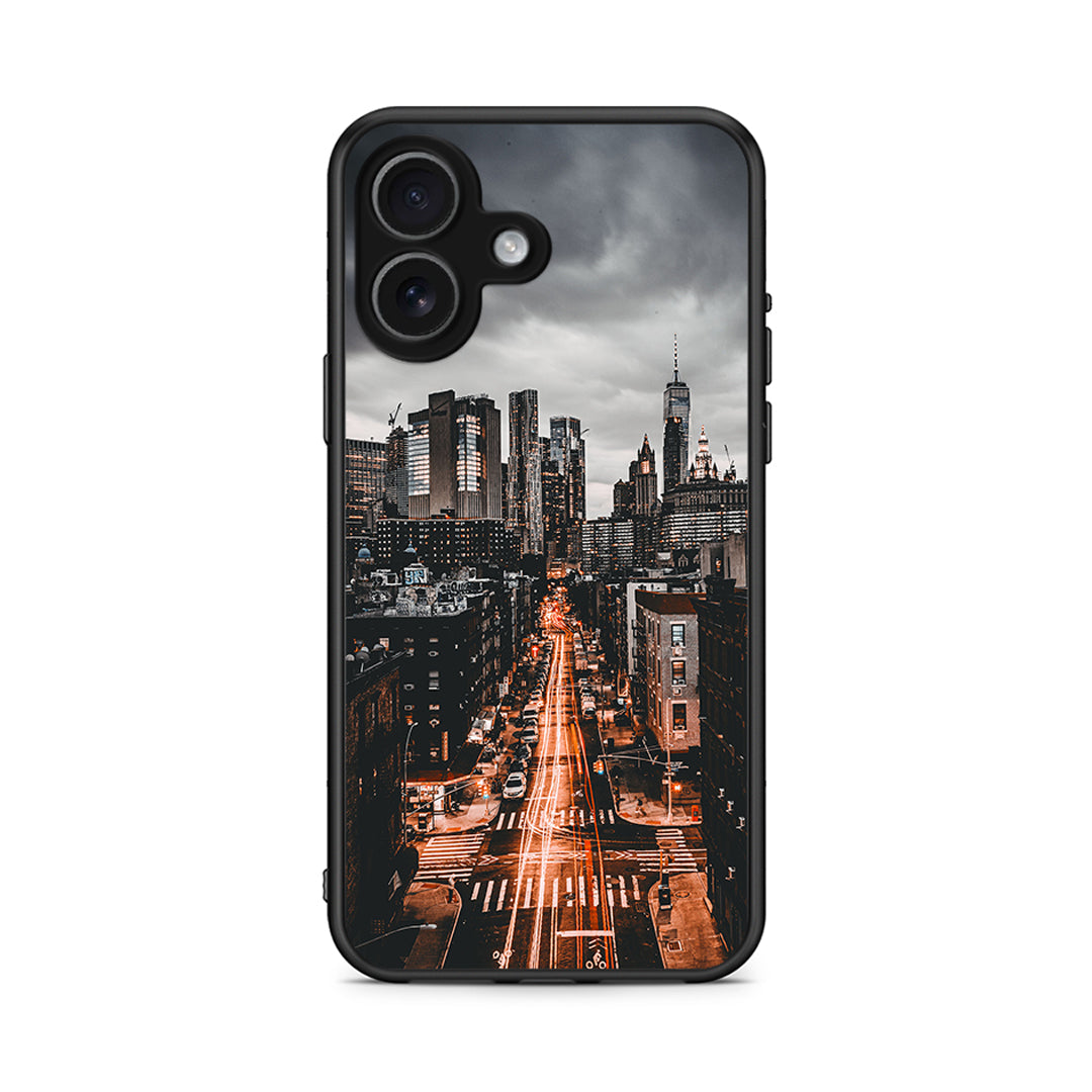 iPhone 17 City Lights θήκη από τη Smartfits με σχέδιο στο πίσω μέρος και μαύρο περίβλημα | Smartphone case with colorful back and black bezels by Smartfits
