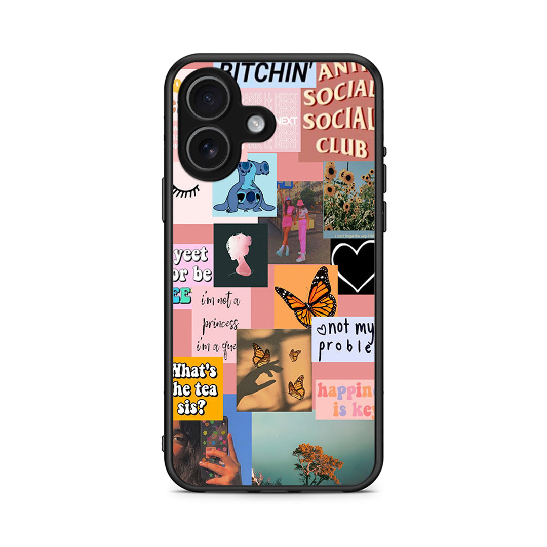 iPhone 17 Collage Bitchin Θήκη Αγίου Βαλεντίνου από τη Smartfits με σχέδιο στο πίσω μέρος και μαύρο περίβλημα | Smartphone case with colorful back and black bezels by Smartfits
