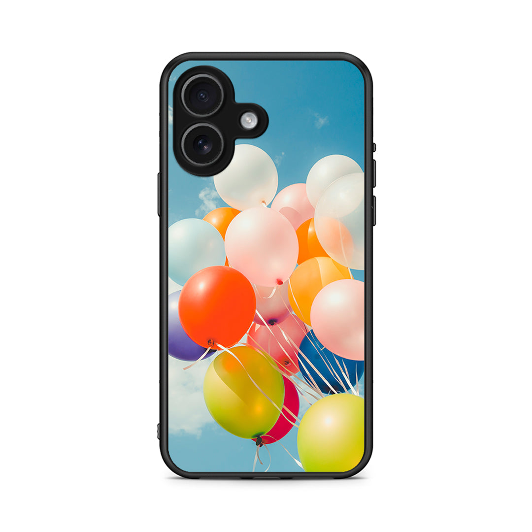 iPhone 17 Colorful Balloons θήκη από τη Smartfits με σχέδιο στο πίσω μέρος και μαύρο περίβλημα | Smartphone case with colorful back and black bezels by Smartfits