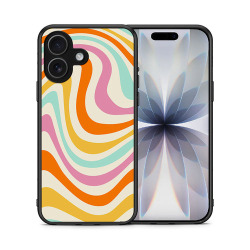 Θήκη iPhone 17 Colourful Waves από τη Smartfits με σχέδιο στο πίσω μέρος και μαύρο περίβλημα | iPhone 17 Colourful Waves case with colorful back and black bezels