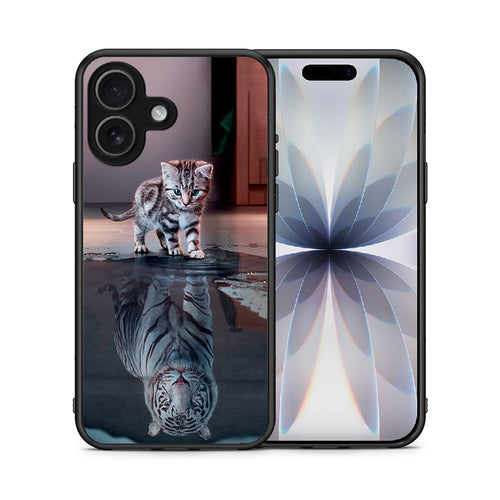 Θήκη iPhone 17 Tiger Cute από τη Smartfits με σχέδιο στο πίσω μέρος και μαύρο περίβλημα | iPhone 17 Tiger Cute case with colorful back and black bezels
