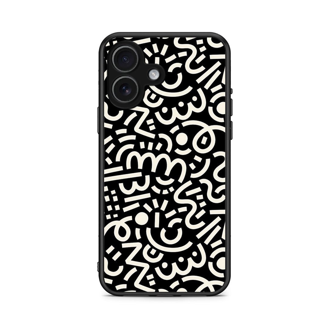 iPhone 17 Doodle Art Θήκη από τη Smartfits με σχέδιο στο πίσω μέρος και μαύρο περίβλημα | Smartphone case with colorful back and black bezels by Smartfits