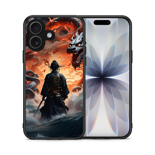 Θήκη iPhone 17 Dragons Fight από τη Smartfits με σχέδιο στο πίσω μέρος και μαύρο περίβλημα | iPhone 17 Dragons Fight case with colorful back and black bezels