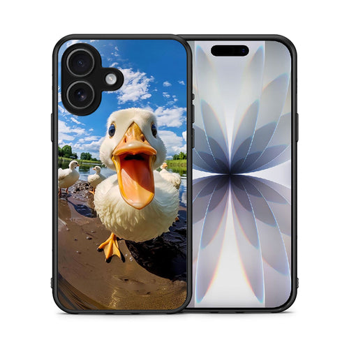 Θήκη iPhone 17 Duck Face από τη Smartfits με σχέδιο στο πίσω μέρος και μαύρο περίβλημα | iPhone 17 Duck Face case with colorful back and black bezels