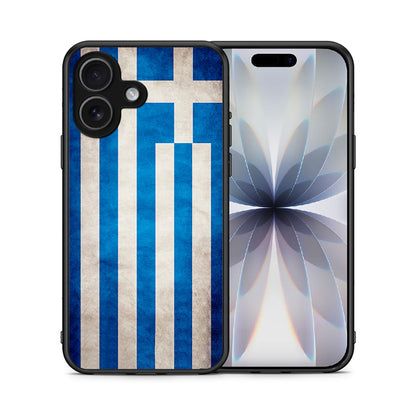 Θήκη iPhone 17 Greek Flag από τη Smartfits με σχέδιο στο πίσω μέρος και μαύρο περίβλημα | iPhone 17 Greek Flag case with colorful back and black bezels