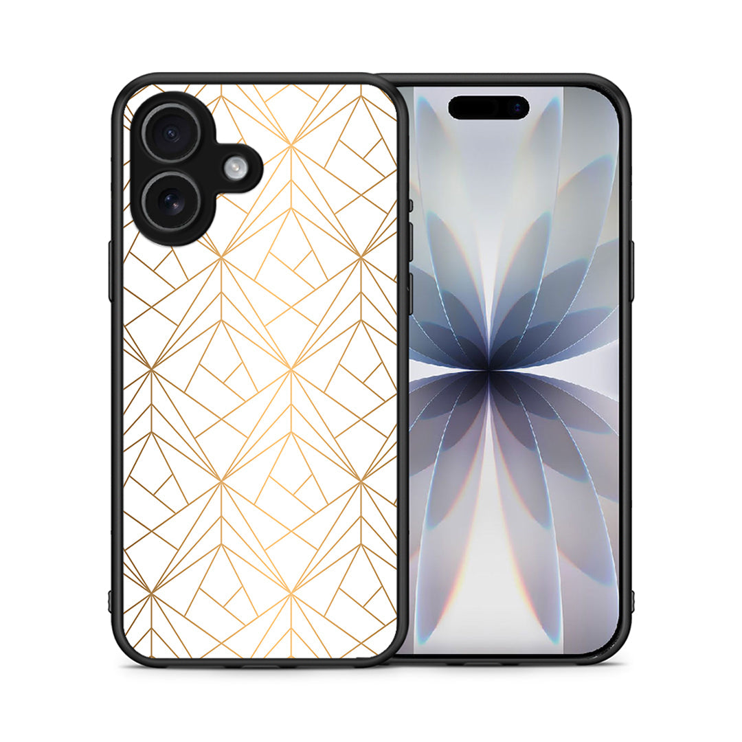 Θήκη iPhone 17 Luxury White Geometric από τη Smartfits με σχέδιο στο πίσω μέρος και μαύρο περίβλημα | iPhone 17 Luxury White Geometric case with colorful back and black bezels