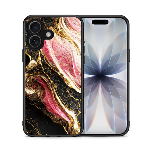 Θήκη iPhone 17 Glamorous Pink Marble από τη Smartfits με σχέδιο στο πίσω μέρος και μαύρο περίβλημα | iPhone 17 Glamorous Pink Marble case with colorful back and black bezels