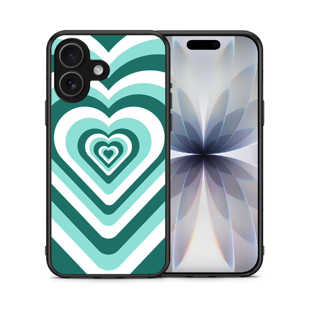 Θήκη iPhone 17 Green Hearts από τη Smartfits με σχέδιο στο πίσω μέρος και μαύρο περίβλημα | iPhone 17 Green Hearts case with colorful back and black bezels