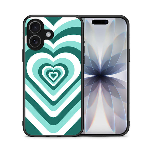 Θήκη iPhone 17 Green Hearts από τη Smartfits με σχέδιο στο πίσω μέρος και μαύρο περίβλημα | iPhone 17 Green Hearts case with colorful back and black bezels