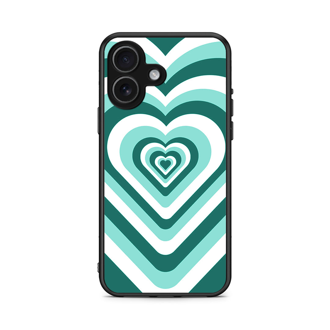 iPhone 17 Green Hearts θήκη από τη Smartfits με σχέδιο στο πίσω μέρος και μαύρο περίβλημα | Smartphone case with colorful back and black bezels by Smartfits