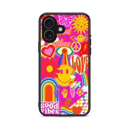 iPhone 17 Hippie Love θήκη από τη Smartfits με σχέδιο στο πίσω μέρος και μαύρο περίβλημα | Smartphone case with colorful back and black bezels by Smartfits