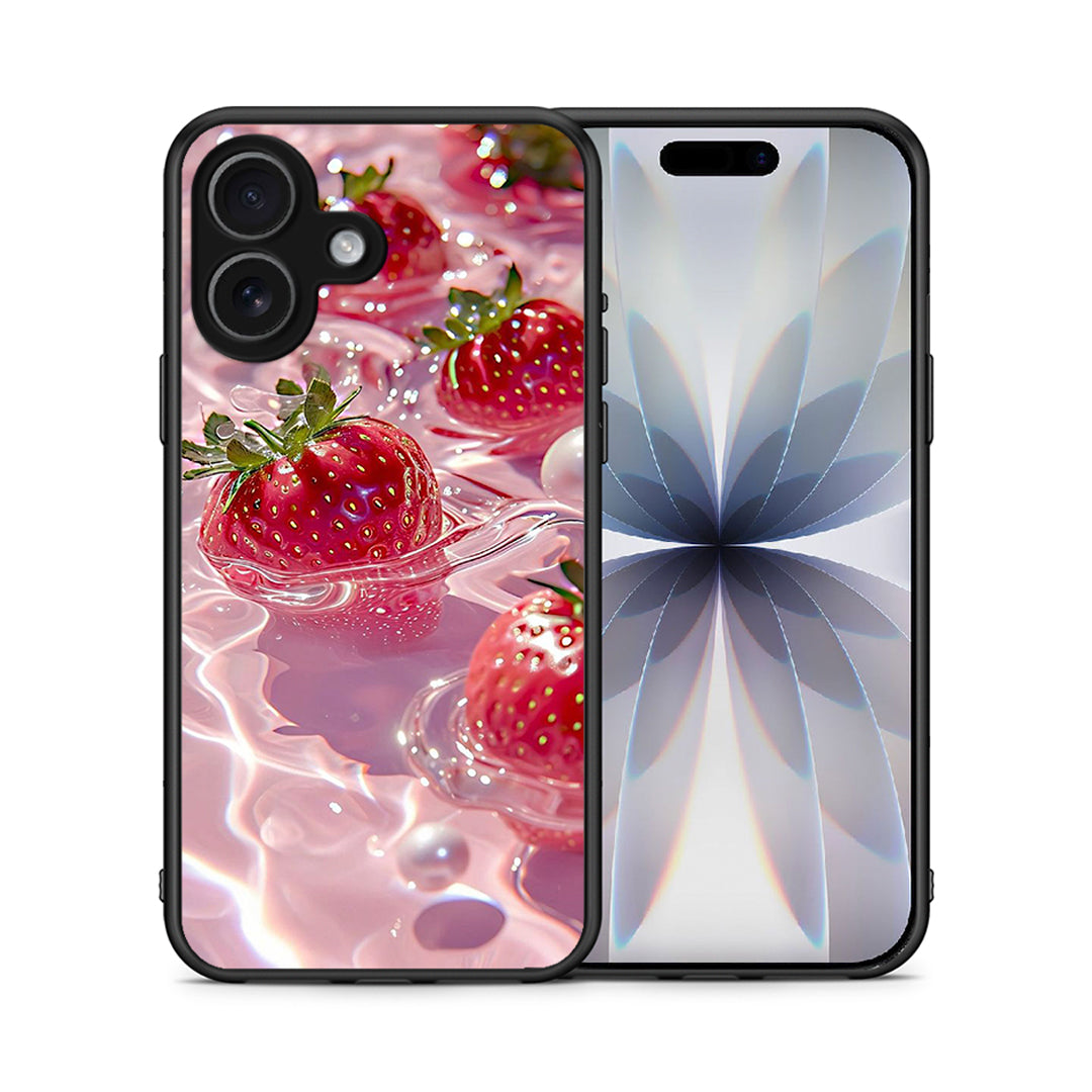 Θήκη iPhone 17 Juicy Strawberries από τη Smartfits με σχέδιο στο πίσω μέρος και μαύρο περίβλημα | iPhone 17 Juicy Strawberries case with colorful back and black bezels