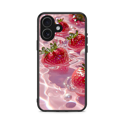 iPhone 17 Juicy Strawberries θήκη από τη Smartfits με σχέδιο στο πίσω μέρος και μαύρο περίβλημα | Smartphone case with colorful back and black bezels by Smartfits