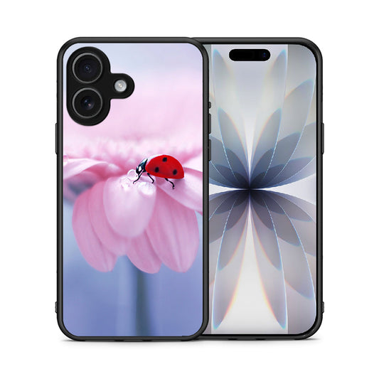 Θήκη iPhone 17 Ladybug Flower από τη Smartfits με σχέδιο στο πίσω μέρος και μαύρο περίβλημα | iPhone 17 Ladybug Flower case with colorful back and black bezels