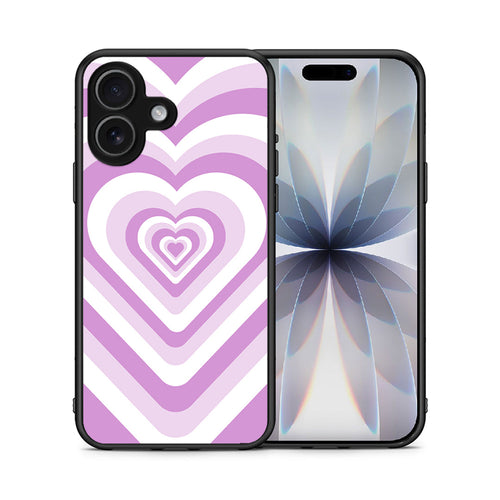 Θήκη iPhone 17 Lilac Hearts από τη Smartfits με σχέδιο στο πίσω μέρος και μαύρο περίβλημα | iPhone 17 Lilac Hearts case with colorful back and black bezels