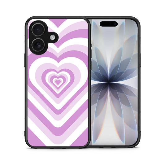 Θήκη iPhone 17 Lilac Hearts από τη Smartfits με σχέδιο στο πίσω μέρος και μαύρο περίβλημα | iPhone 17 Lilac Hearts case with colorful back and black bezels