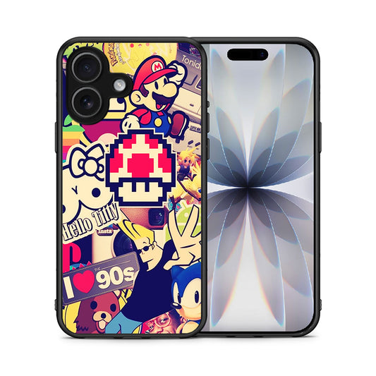 Θήκη iPhone 17 Love The 90s από τη Smartfits με σχέδιο στο πίσω μέρος και μαύρο περίβλημα | iPhone 17 Love The 90s case with colorful back and black bezels