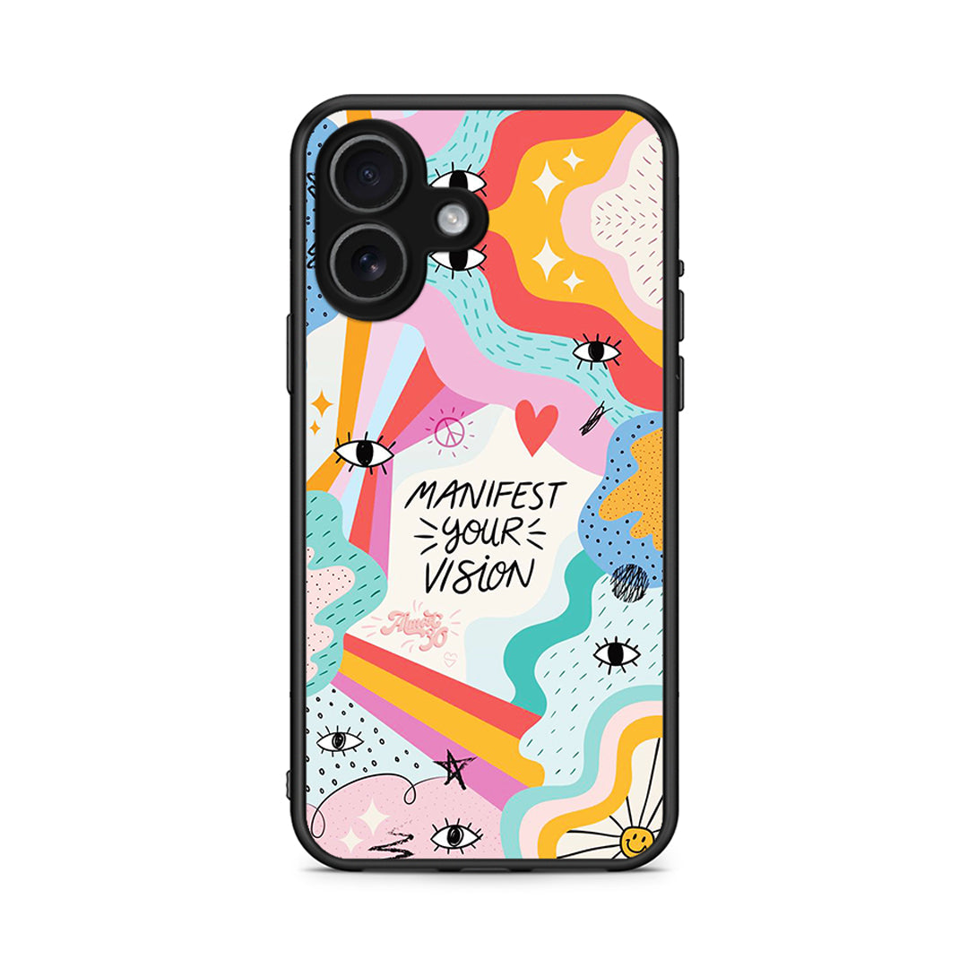 iPhone 17 Manifest Your Vision θήκη από τη Smartfits με σχέδιο στο πίσω μέρος και μαύρο περίβλημα | Smartphone case with colorful back and black bezels by Smartfits