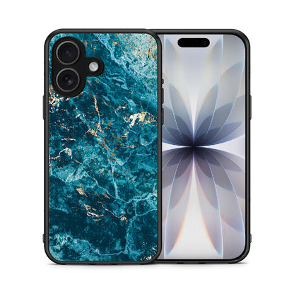 Θήκη iPhone 17 Marble Blue από τη Smartfits με σχέδιο στο πίσω μέρος και μαύρο περίβλημα | iPhone 17 Marble Blue case with colorful back and black bezels