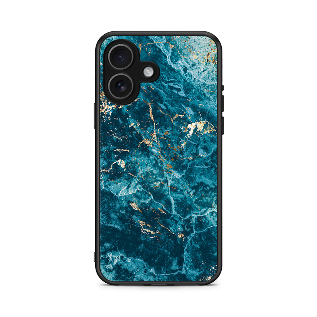 iPhone 17 Marble Blue θήκη από τη Smartfits με σχέδιο στο πίσω μέρος και μαύρο περίβλημα | Smartphone case with colorful back and black bezels by Smartfits