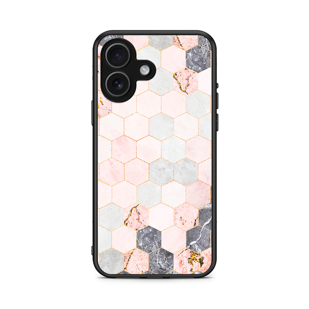 4 - iPhone 17 Hexagon Pink Marble case, cover, bumper
