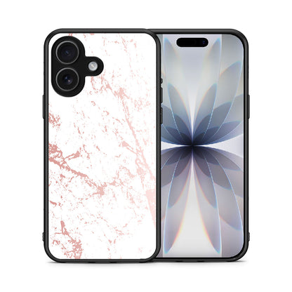 Θήκη iPhone 17 Pink Splash Marble από τη Smartfits με σχέδιο στο πίσω μέρος και μαύρο περίβλημα | iPhone 17 Pink Splash Marble case with colorful back and black bezels
