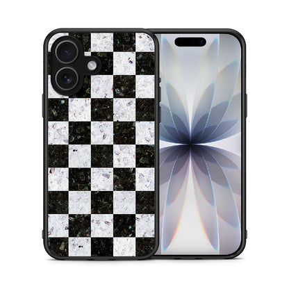 Θήκη iPhone 17 Square Geometric Marble από τη Smartfits με σχέδιο στο πίσω μέρος και μαύρο περίβλημα | iPhone 17 Square Geometric Marble case with colorful back and black bezels