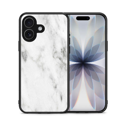 Θήκη iPhone 17 White Marble από τη Smartfits με σχέδιο στο πίσω μέρος και μαύρο περίβλημα | iPhone 17 White Marble case with colorful back and black bezels
