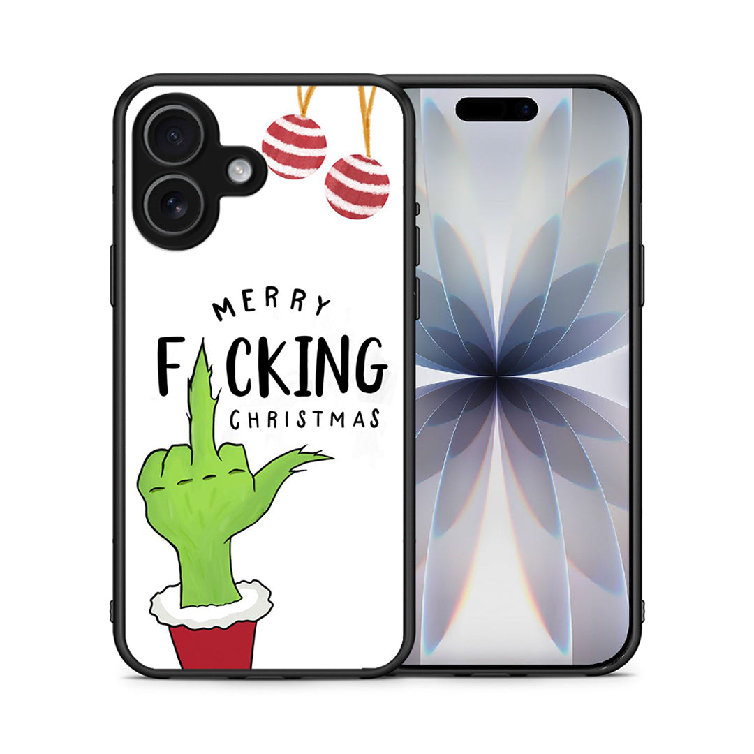 Θήκη iPhone 17 Merry F Xmas από τη Smartfits με σχέδιο στο πίσω μέρος και μαύρο περίβλημα | iPhone 17 Merry F Xmas case with colorful back and black bezels