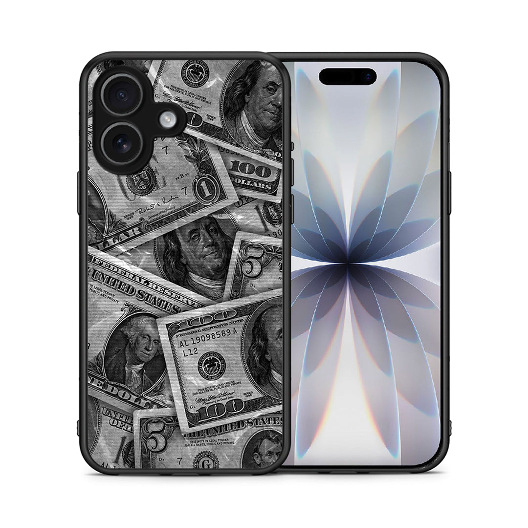 Θήκη iPhone 17 Money Dollars από τη Smartfits με σχέδιο στο πίσω μέρος και μαύρο περίβλημα | iPhone 17 Money Dollars case with colorful back and black bezels
