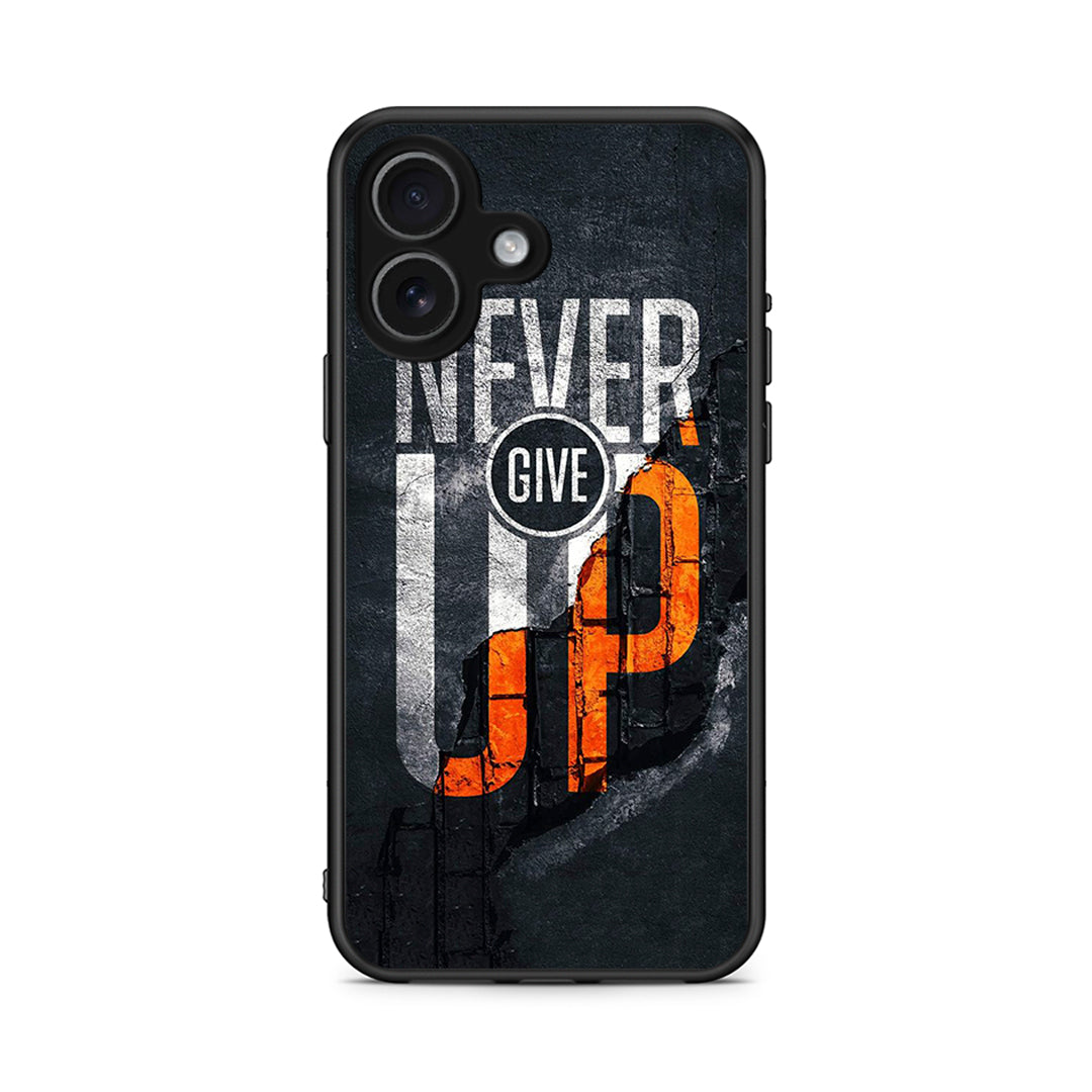 iPhone 17 Never Give Up Θήκη Αγίου Βαλεντίνου από τη Smartfits με σχέδιο στο πίσω μέρος και μαύρο περίβλημα | Smartphone case with colorful back and black bezels by Smartfits