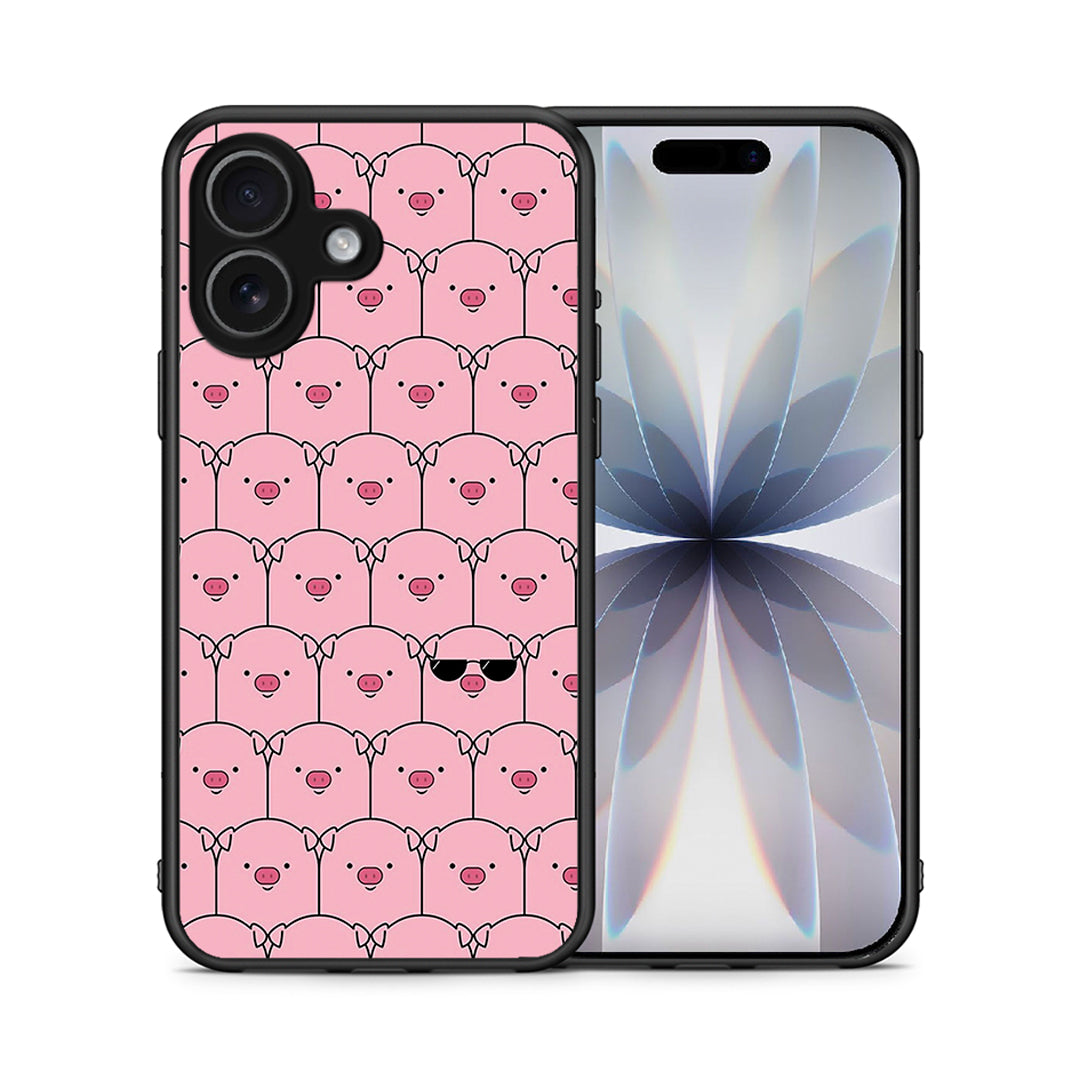 Θήκη iPhone 17 Pig Glasses από τη Smartfits με σχέδιο στο πίσω μέρος και μαύρο περίβλημα | iPhone 17 Pig Glasses case with colorful back and black bezels