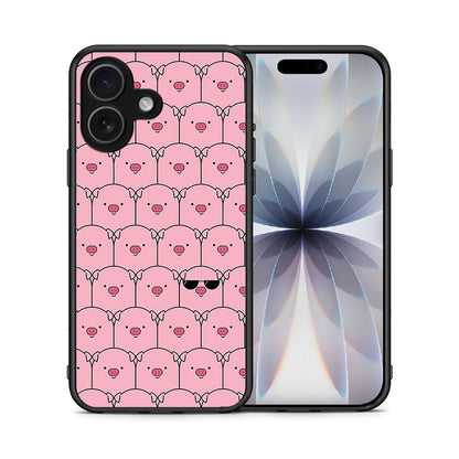 Θήκη iPhone 17 Pig Glasses από τη Smartfits με σχέδιο στο πίσω μέρος και μαύρο περίβλημα | iPhone 17 Pig Glasses case with colorful back and black bezels