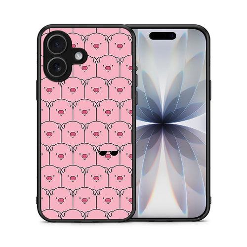 Θήκη iPhone 17 Pig Glasses από τη Smartfits με σχέδιο στο πίσω μέρος και μαύρο περίβλημα | iPhone 17 Pig Glasses case with colorful back and black bezels