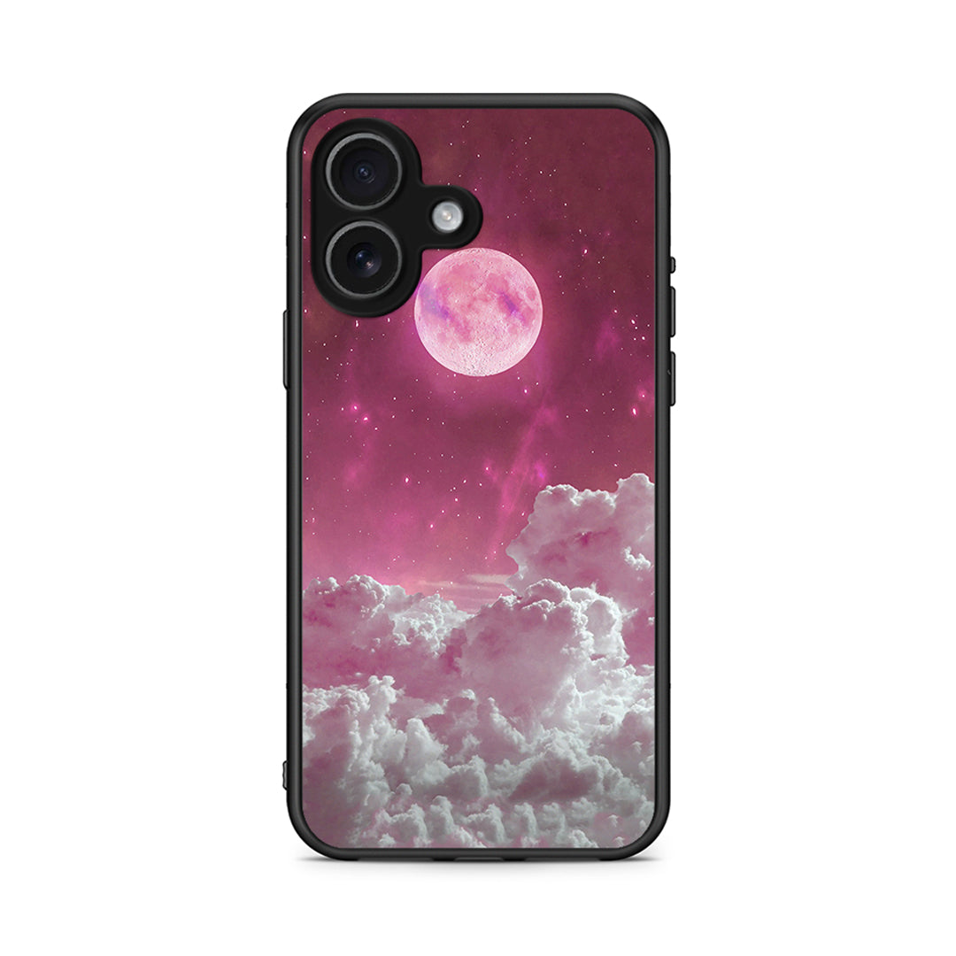 iPhone 17 Pink Moon Θήκη από τη Smartfits με σχέδιο στο πίσω μέρος και μαύρο περίβλημα | Smartphone case with colorful back and black bezels by Smartfits