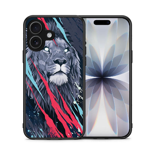 Θήκη iPhone 17 Lion Designer PopArt από τη Smartfits με σχέδιο στο πίσω μέρος και μαύρο περίβλημα | iPhone 17 Lion Designer PopArt case with colorful back and black bezels