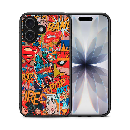 Θήκη iPhone 17 PopArt OMG από τη Smartfits με σχέδιο στο πίσω μέρος και μαύρο περίβλημα | iPhone 17 PopArt OMG case with colorful back and black bezels